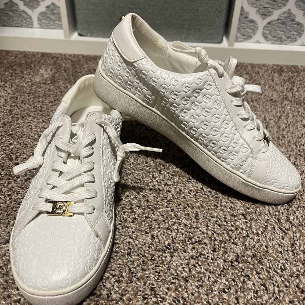 Michael Kors White Embossed Sneakers